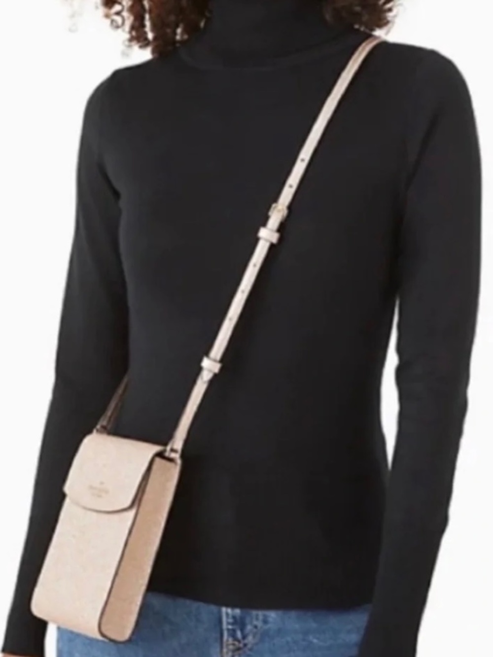 Kate Spade Tinsel North South Glitter Phone Flap Crossbody in Rose Gold